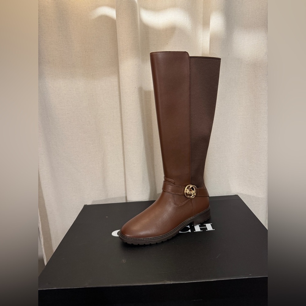 Coach Women's FarrahLogo Buckle Riding Boots NWT 6.5 - Picture 2 of 11